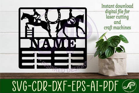 Equestrian female medal holder Name svg laser cut SVG APInspireddesigns 