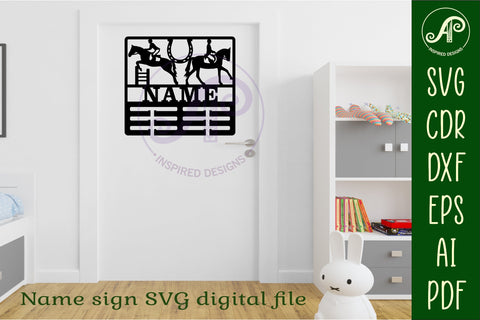 Equestrian female medal holder Name svg laser cut SVG APInspireddesigns 
