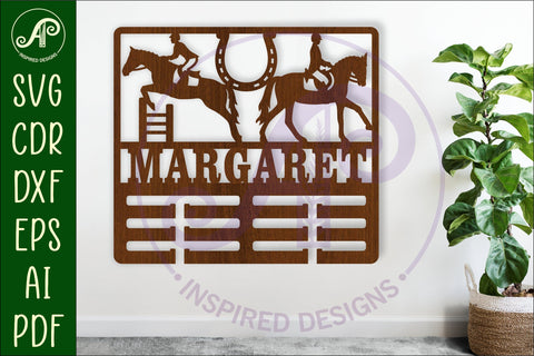 Equestrian female medal holder Name svg laser cut SVG APInspireddesigns 