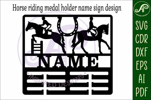 Equestrian female medal holder Name svg laser cut SVG APInspireddesigns 