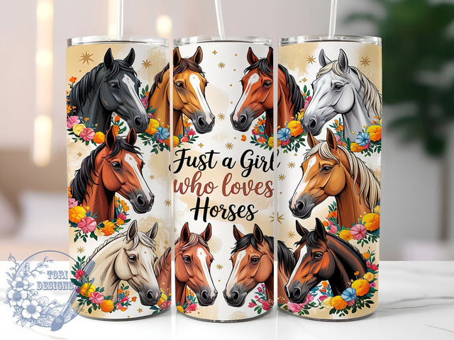 Equestrian Horse Lover Girl Tumbler Wrap, Girl Who Loves Horses, Equestrian Tumbler Wrap, 20oz Horse Design, Pony Lover Sublimation, Horseback Riding Art, Girl Equestrian Gift Sublimation ToriDesigns 