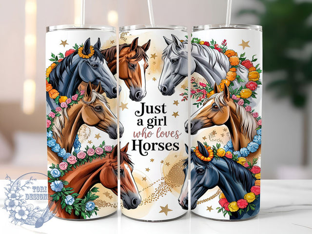 Equestrian Horse Lover Girl Tumbler Wrap, Girl Who Loves Horses, Equestrian Tumbler Wrap, 20oz Horse Design, Pony Lover Sublimation, Horseback Riding Art, Girl Equestrian Gift Sublimation ToriDesigns 