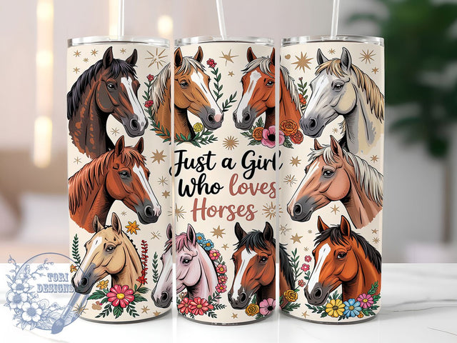 Equestrian Horse Lover Girl Tumbler Wrap, Girl Who Loves Horses, Equestrian Tumbler Wrap, 20oz Horse Design, Pony Lover Sublimation, Horseback Riding Art, Girl Equestrian Gift Sublimation ToriDesigns 