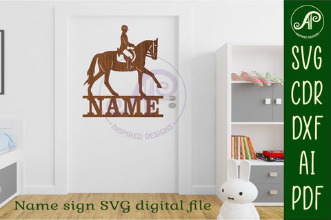 Equestrian horse riding name sign svg laser cut file SVG APInspireddesigns 