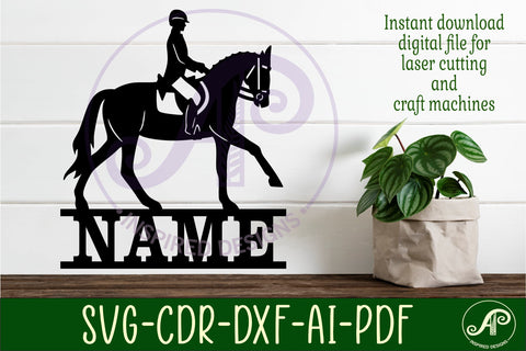 Equestrian horse riding name sign svg laser cut file SVG APInspireddesigns 