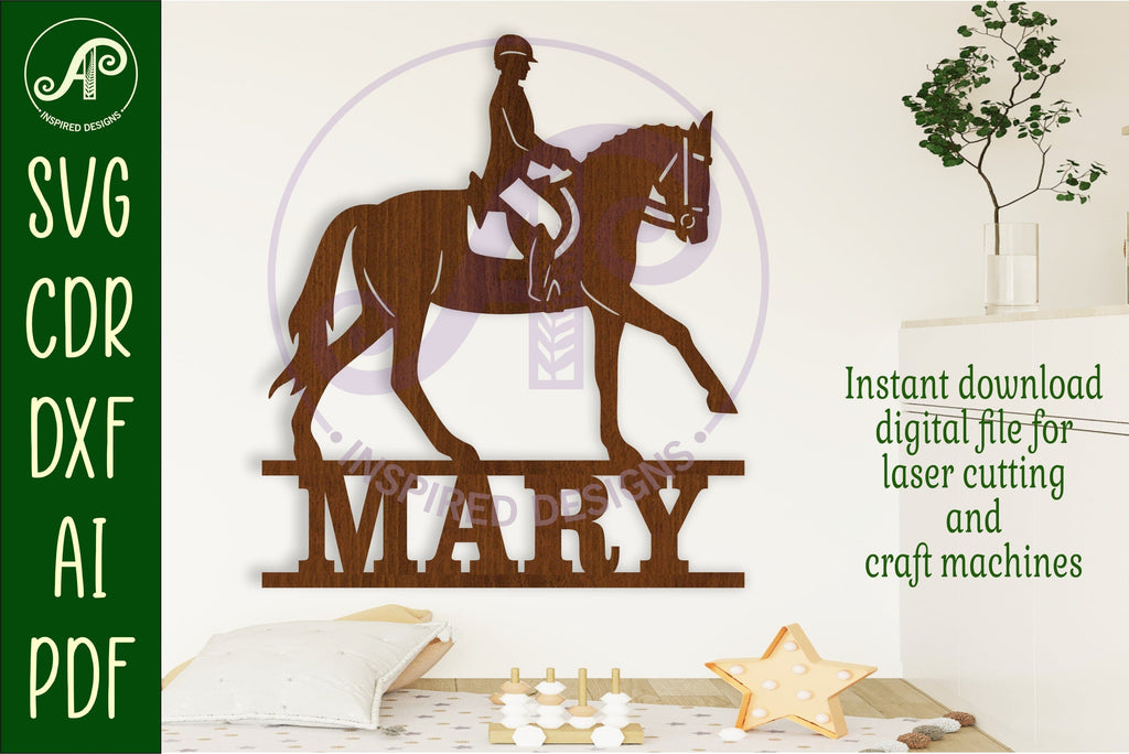Equestrian horse riding name sign svg laser cut file - So Fontsy