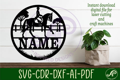 Equestrian horse riding name wall art sign, SVG file SVG APInspireddesigns 