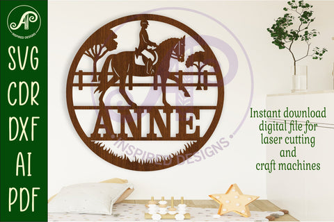 Equestrian horse riding name wall art sign, SVG file SVG APInspireddesigns 