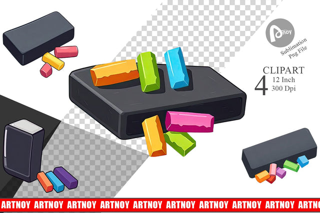 Eraser and Chalk Clipart Sublimation artnoy 