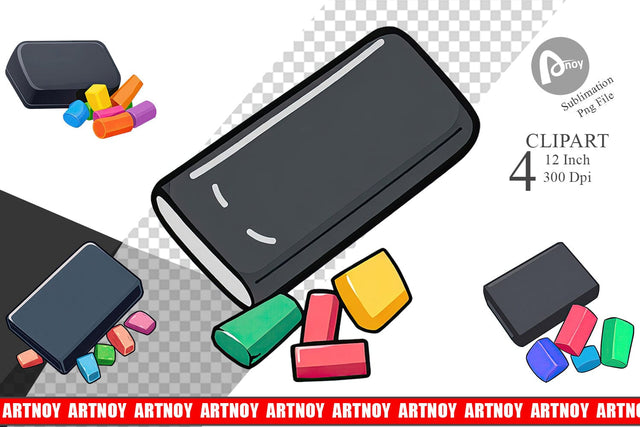 Eraser and Chalk Clipart Sublimation artnoy 