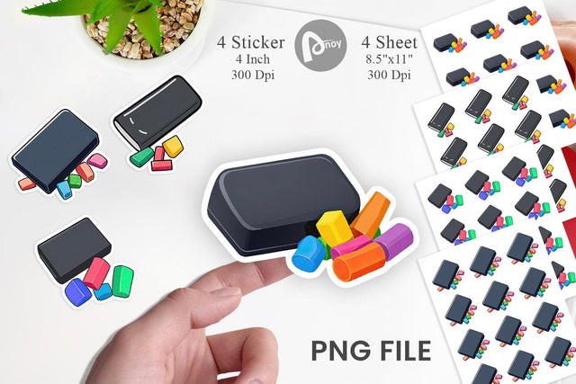 Eraser and Chalk Sticker Sublimation artnoy 