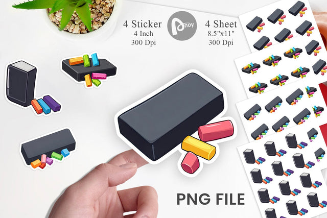 Eraser and Chalk Sticker Sublimation artnoy 