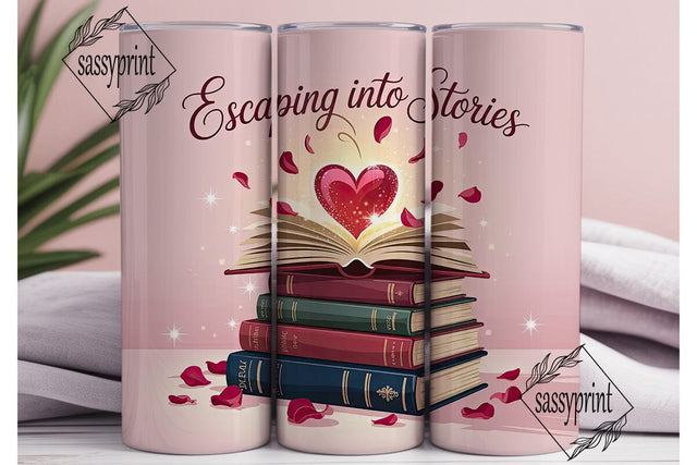 Escaping Into Stories 20oz Tumbler Wrap Sublimation sassyprint 