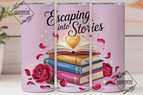 Escaping Into Stories 20oz Tumbler Wrap Sublimation sassyprint 