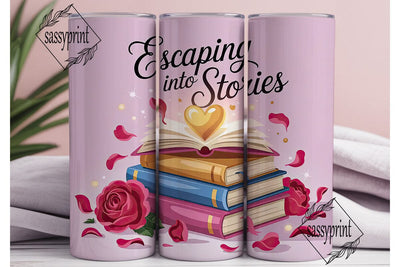 Escaping Into Stories 20oz Tumbler Wrap Sublimation sassyprint 
