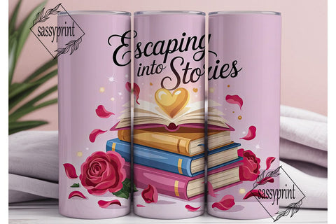 Escaping Into Stories 20oz Tumbler Wrap Sublimation sassyprint 