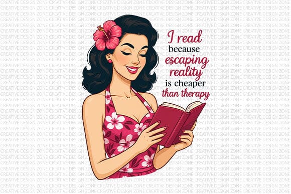 Escaping Reality Reading PNG Funny Book Lover Retro Sublimation Design SVG BillahCrafts 