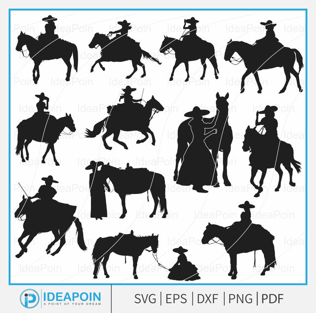 Escaramuza Charra svg, Mexican Woman on Horseback SVG, side saddle svg, Horse Clipart, female equestrian, Adelita SVG,Horseback Riding svg SVG Dinvect 