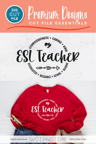 ESL Teacher svg, English as a Second Language teacher svg, school svg, ESL teacher appreciation svg SVG SVG Cut File 