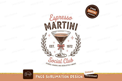 Espresso Martini Social Club Retro Design Sublimation Designangry 