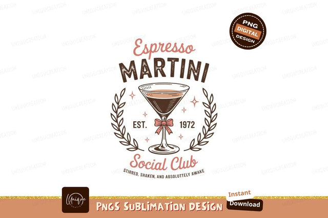 Espresso Martini Social Club Retro Design Sublimation Designangry 