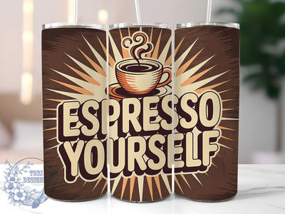 Espresso Yourself 20oz Tumbler, Espresso Yourself Quote, Vintage Coffee Wrap, Rustic Coffee Sublimation, 20oz Tumbler Wrap, Sublimation Design PNG, Coffee Lover Gift Sublimation ToriDesigns 