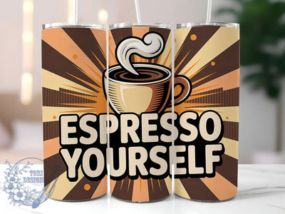 Espresso Yourself 20oz Tumbler, Espresso Yourself Quote, Vintage Coffee Wrap, Rustic Coffee Sublimation, 20oz Tumbler Wrap, Sublimation Design PNG, Coffee Lover Gift Sublimation ToriDesigns 