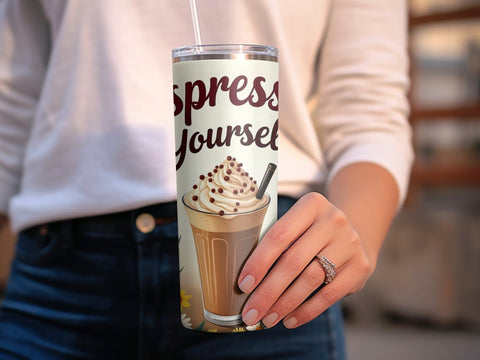 Espresso yourself Coffee lover Tumbler Wrap PNG Sublimation Luvleigh Digitals 