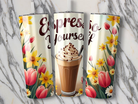 Espresso yourself Coffee lover Tumbler Wrap PNG Sublimation Luvleigh Digitals 