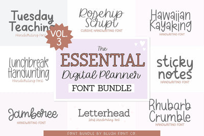 Essential Digital Planner Font Bundle V3 Font Blush Font Co. 