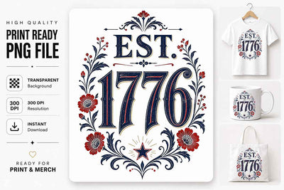 Est 1776 Patriotic PNG Vintage Americana Sublimation Digital Download SVG BillahCrafts 