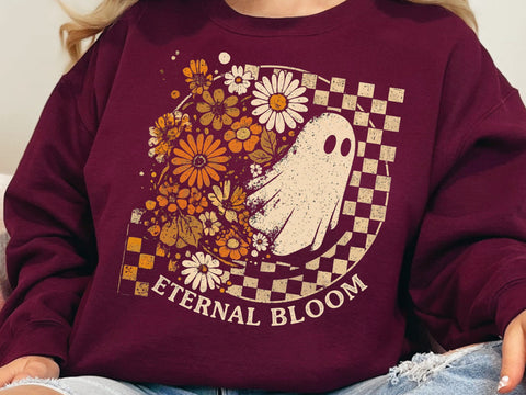 Eternal Bloom Ghost PNG, Retro Floral Halloween Shirt Design SVG DesignDestine 