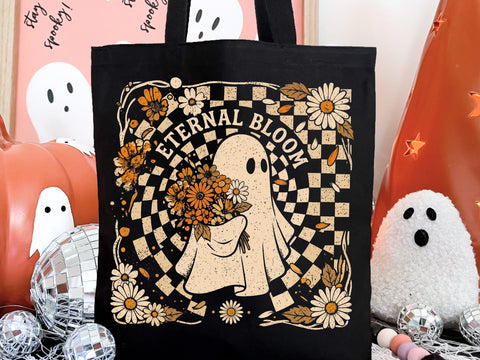 Eternal Bloom Ghost PNG, Retro Halloween Sublimation Design SVG DesignDestine 
