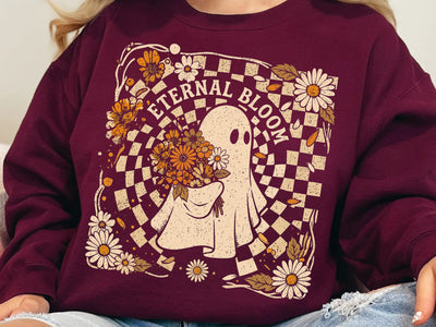 Eternal Bloom Ghost PNG, Retro Halloween Sublimation Design SVG DesignDestine 