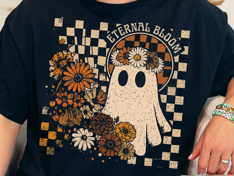 Eternal Bloom Ghost PNG, Retro Halloween SVG DesignDestine 