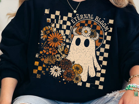 Eternal Bloom Ghost PNG, Retro Halloween SVG DesignDestine 