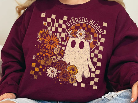 Eternal Bloom Ghost PNG, Retro Halloween SVG DesignDestine 