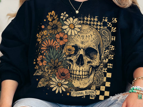 Eternal Bloom Skull PNG, Gothic Floral Skull Design SVG DesignDestine 