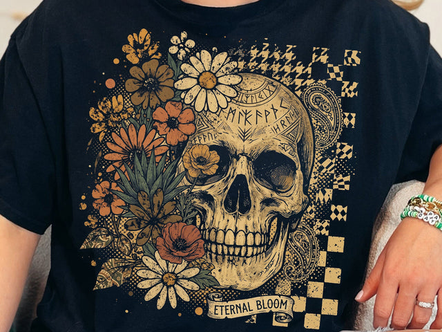 Eternal Bloom Skull PNG, Gothic Floral Skull Design SVG DesignDestine 
