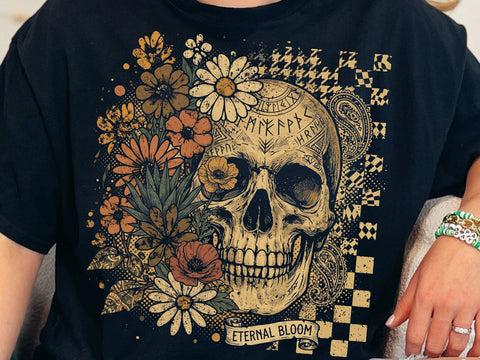 Eternal Bloom Skull PNG, Gothic Floral Skull Design SVG DesignDestine 