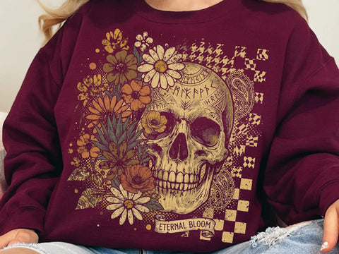 Eternal Bloom Skull PNG, Gothic Floral Skull Design SVG DesignDestine 
