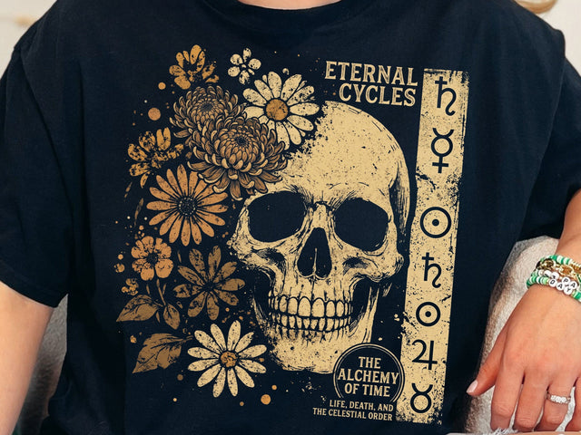 Eternal Cycles Skull PNG, Alchemy of Time Png SVG DesignDestine 