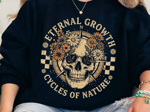 Eternal Growth Cycles of Nature Skull PNG SVG DesignDestine 