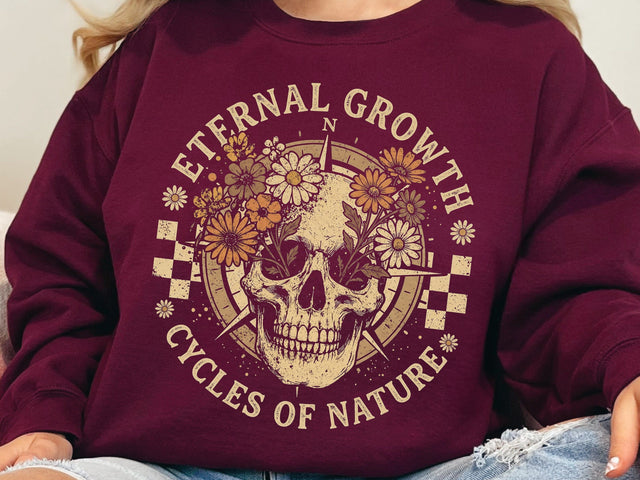 Eternal Growth Cycles of Nature Skull PNG SVG DesignDestine 