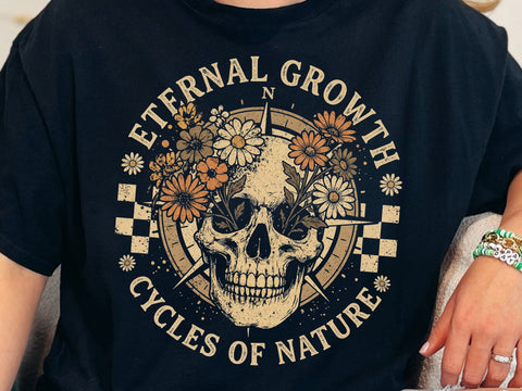Eternal Growth Cycles of Nature Skull PNG SVG DesignDestine 