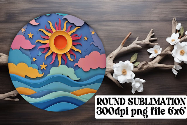 Eternal Sunburst Charm: Keychain & Car Coaster Ensemble Sublimation afrosvg 