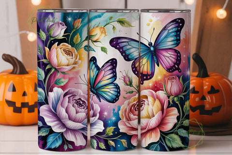 Ethereal Butterfly Rose 20oz Tumbler Sublimation PixelChick 