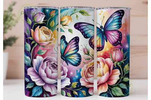 Ethereal Butterfly Rose 20oz Tumbler Sublimation PixelChick 