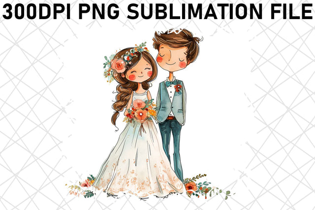 Ethereal Enchantment: Bride & Groom Sublimation Set Sublimation afrosvg 