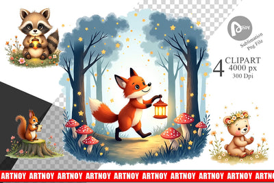Ethereal Forest Creatures Clipart Sublimation artnoy 